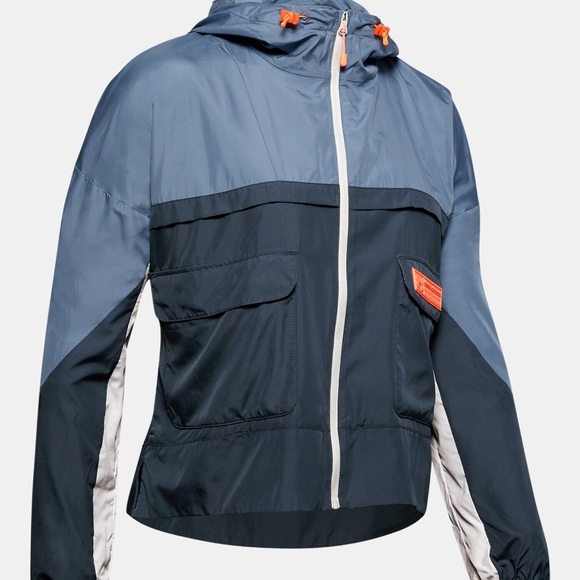 Under Armour Always On Blue And Orange Windbreaker Jacket Size Large - Picture 1 of 4